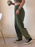 羅蒙（ROMON）苧麻炒色做舊垂感寬松燈籠褲女褲子新款打坐寬松棉麻太極褲長褲子 古銅綠 （砂炒） S  （褲長94cm）85-145斤 曬單實(shí)拍圖