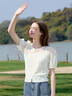百圖betu女裝2025夏季新款毛針織衫萊賽爾提花短袖上衣女2503T10 米白 M 曬單實(shí)拍圖