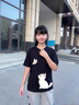 千丫丫貓咪兒童短袖t恤夏季2025新款女孩好看上衣男童半袖純棉女童夏裝 黑色（款五） 140 cm童裝 曬單實(shí)拍圖
