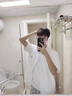 安初夏華夫格短袖襯衫男士夏季港風感帥氣休閑搭配一套痞帥襯衣外套 白短袖襯衫+藍牛仔+白短T【三件 XL 曬單實拍圖