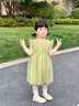 幼歌（YOUGE）夏季新款嬰幼兒純棉無(wú)袖網(wǎng)紗連衣裙清涼透氣女寶寶裙子 綠色 90 cm 曬單實(shí)拍圖