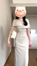 GARNUO黑色一字肩連衣裙子女夏季法式氣質(zhì)赫本風(fēng)露肩收腰斜肩包臀裙長(zhǎng)裙 灰杏色 S 【80-100斤】 曬單實(shí)拍圖