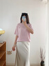 玖姿·安娜蔻【蜜意生活】活力減齡草莓提花短袖針織衫2025夏季新款 粉紅 S 曬單實拍圖