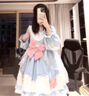 歐維沃長(cháng)款新款少女lolitaLolita可愛(ài)長(cháng)袖洛麗塔連衣裙全 蘭色 L 曬單實(shí)拍圖