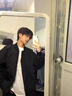 棉致夾克男秋季美式棒球服男休閑外套男士衣服 黑色 XL 曬單實(shí)拍圖