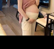ARTFULMOM英國孕婦褲子春秋外穿孕婦闊腿褲直筒低腰孕期褲子秋冬加絨孕婦裝 杏色 XL 曬單實(shí)拍圖