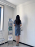 紫魅俏夏季短袖職業(yè)套裙工作服正裝美容師正裝酒店服務(wù)員工裝珠寶店西服 蘭色 2XL 曬單實拍圖