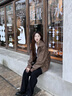 Shelley Jones美拉德棕色PU皮機車(chē)外套男春秋季新款美式vintage飛行員工裝夾克 棕色 XL [推薦120-140斤] 曬單實(shí)拍圖