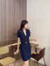 紫魅俏職業(yè)裝氣質(zhì)女神范短袖套裝裙美容院前臺(tái)酒店經(jīng)理珠寶店工作服夏季 蘭色 L 曬單實(shí)拍圖