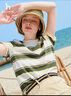 HAZZYS哈吉斯女裝 夏季新款女士寬松條紋圓領(lǐng)T恤衫女ASTSE0BBE58 卡其色KK XL (170/92A 42) 曬單實拍圖