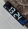 淺檬LED智能新款簡約大屏客廳電視柜臺鐘臥室表數字電子時鐘鏡面鬧鐘 尊貴白-充電款 曬單實拍圖