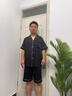 VENTION真絲男士睡衣夏薄短袖桑蠶絲父親節禮物送爸爸實(shí)用高級感禮盒裝 雅典黑【短袖短褲】 2XL 【160-180斤】 曬單實(shí)拍圖