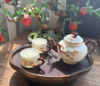 陶羽羊脂玉瓷浮雕梅花茶壺一壺兩杯家用陶瓷泡茶壺茶杯高檔會客泡茶器 浮雕梅花一壺兩杯+海棠盤 曬單實拍圖