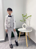 DOMIAMIAKIDS六一兒童禮服男童西裝套裝花童鋼琴合唱服演出服銀色主持西服 銀色馬甲四件套 160 （高150-160cm 體重78-88斤） 曬單實(shí)拍圖