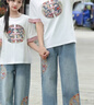 G.DUCKKIDS小黃鴨親子裝夏裝套裝中國風(fēng)夏季新款母女裝短袖T恤牛仔褲兩件套 龍T套裝 110尺碼4~5歲【100-110cm】 曬單實(shí)拍圖