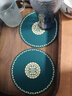 百品良餐墊新中式餐廳茶杯墊高級感壺墊花瓶防滑墊喜慶隔熱墊防燙餐盤(pán)墊 墨綠色6片裝（送收納盒） 直徑15厘米 曬單實(shí)拍圖