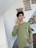 名創(chuàng)優(yōu)品（MINISO）重磅T恤男長袖2025秋季新款純棉圓領內(nèi)搭上衣男生春秋打底衫衣服 棕櫚綠(生機胸標) XL 180(不起球不掉色) 曬單實拍圖
