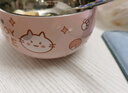 美廚（maxcook）316L不銹鋼碗 湯碗雙層隔熱 飯碗餐具面碗12cm 櫻粉小喵MCCU1978 曬單實(shí)拍圖