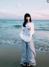 哈魯?shù)习咨绦鋞恤女夏季新款韓版寬松小眾設(shè)計(jì)感百搭純棉休閑半袖上衣 白色 M 80-100斤 曬單實(shí)拍圖