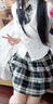 泉碧焱jk制服套裝女夏季學(xué)院風(fēng)百褶裙收腰日系甜美少女格裙領(lǐng)結(jié)襯衫套裝 JK套裝【襯衫+簡報(bào)格+同款領(lǐng)結(jié)】 M 【建議90-105斤】 曬單實(shí)拍圖