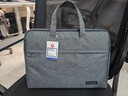 得力（deli）可定制便攜式手提公文包男士拉鏈式文件袋辦公會(huì )議收納包加厚立體大容量帆布包電腦包通勤商務(wù)包 【超值套裝A2】灰色公文包+記事本+金屬簽字筆 曬單實(shí)拍圖