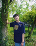 佘曼萊重磅美式復(fù)古短袖t恤男夏季純棉cleanfit繡花短袖涼感學(xué)生半截袖 黑色 XL 曬單實(shí)拍圖
