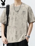 花花公子（PLAYBOY）短袖T恤男士夏季寬松上衣服潮流時(shí)尚休閑涼感半袖印花體恤 曬單實(shí)拍圖