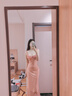 西兒甜美法式紅色格子吊帶魚尾裙女溫柔海邊度假連衣裙 紅色格子 L 曬單實拍圖