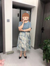 恰凡（QIAFAN）年輕媽媽夏裝連衣裙2025新款中年女裝短袖半身裙中老年人雪紡裙子 淺藍色 XL  （建議100-115斤） 曬單實(shí)拍圖