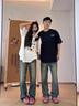 MDlila抽象涂鴉小狗情侶裝夏裝季一男一女短袖2025新款t恤套裝定制班服 男白+女白 L 男+女M 曬單實(shí)拍圖