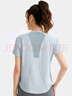 徽昂運動套裝女瑜伽服女跑步健身服速干衣t恤網(wǎng)紗美背短袖短褲藍(lán)灰XX 曬單實拍圖