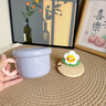 暢印呆萌花朵陶瓷馬克杯創(chuàng)意花盆搞怪表情高顏值生日禮物可愛水杯帶蓋 盆栽小花【紫色】蓋子+勺子 曬單實拍圖