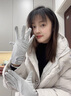 十竹騎車(chē)手套女士冬季保暖觸屏騎車(chē)電動(dòng)車(chē)加絨防風(fēng)寒觸屏羊毛騎行手套 淺灰色【顯瘦】高彈薄絨 曬單實(shí)拍圖