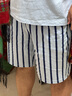 松山棉店萌寵條紋短袖短褲套裝情侶睡衣夏棉莫家居服寬松男士-淺藍(lán)M 曬單實(shí)拍圖