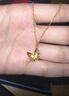 中國(guó)黃金（CHINA GOLD）黃金項(xiàng)鏈女士足金花絲蝴蝶吊墜七夕情人節(jié)禮物送女友老婆 足金花絲蝴蝶吊墜約1.2g*配銀鏈 曬單實(shí)拍圖