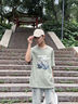 名創(chuàng)優(yōu)品（MINISO）夏季短袖t恤男藏青美式潮流涂鴉半袖男生大碼重磅純棉休閑體恤衫 【100%純棉】藏青(雪山麗影) L /175(30天質(zhì)量問題全額退) 曬單實(shí)拍圖