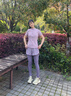 PHIGEER健身衣服女2025新款網(wǎng)孔透氣短袖瑜伽服高端專(zhuān)業(yè)跑步速干運動(dòng)套裝 粉紫兩件套（紫褲） M 【推薦90-108斤】 曬單實(shí)拍圖