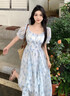 妙奕嘉連衣裙女純欲小香風(fēng)夏季裙子衣服女裝沙灘裙海邊穿搭氣質(zhì)長裙女裙 浪漫藍(lán)碎花雪紡連衣裙 M 曬單實(shí)拍圖