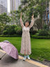 她池V領(lǐng)連衣裙2025春夏新款女裝法式優(yōu)雅中長(zhǎng)款高腰印花裙 曬單實(shí)拍圖