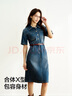 森馬（Semir）森柔牛仔|商場(chǎng)同款牛仔連衣裙女腰帶2025夏季新款開(kāi)叉工裝裙 牛仔黃泥染80325 XL 曬單實(shí)拍圖