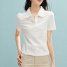 晚白【新品】po衫短袖棉t恤衫女2025夏款洋氣氣質(zhì)上衣百搭小衫 白色 L 曬單實(shí)拍圖