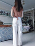 恰凡（QIAFAN）牛仔褲女白色寬腿遮肉顯瘦春秋款高腰小個(gè)子時(shí)尚垂感直筒闊腿褲子 白色-單褲-長(cháng)褲【身高158-165CM】 XS 【建議70-85斤】 曬單實(shí)拍圖