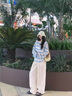 FOREVER21條紋針織女2025年夏季新款多巴胺撞色寬松慵懶長(zhǎng)袖薄T恤罩衫上衣 藍(lán)白條紋 M 曬單實(shí)拍圖