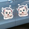 梵彩破洞白貓車(chē)身?yè)躏L(fēng)裝飾遮擋劃痕貼卡通可愛(ài)電動(dòng)車(chē)貼汽車(chē)貼紙外部 呆萌破洞白貓套裝 曬單實(shí)拍圖
