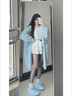 港風(fēng)復(fù)古多巴胺貝殼頭板鞋女新款潮ins百搭校園學(xué)生小眾鞋子女 藍(lán)色 37 曬單實(shí)拍圖