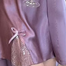 貓人（MiiOW）性感睡衣女夏季冰感2025新款蕾絲春夏款吊帶仿真絲睡裙睡袍兩件套 P8008紫色 M 曬單實(shí)拍圖