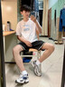 安踏（ANTA）短袖t恤男士夏季舒適透氣時(shí)尚大logo健身服跑步上衣運(yùn)動(dòng)服飾男 白藍(lán)色 【棉質(zhì)快干】 L 曬單實(shí)拍圖