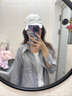 北杳女士夏季真絲防曬衣高檔真絲防曬衣襯衫女士寬松外搭上衣桑蠶外套 灰色 S 曬單實拍圖
