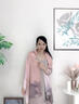 繡娘絲綢真絲絲巾禮盒女士披肩100%桑蠶絲長(cháng)巾絲綢送媽媽高檔節日禮物 花開(kāi)并蒂-淺橙色（溫柔可愛(ài)） 180x55cm 曬單實(shí)拍圖