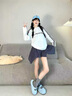 SMILEY笑臉面包吐司藍(lán)色半拖女復(fù)古可愛瑪麗珍一腳蹬厚底增高穆勒大頭鞋 晴朗藍(lán) 38 曬單實拍圖